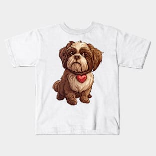 Valentine Shih Tzu Shaped Chocolate Kids T-Shirt